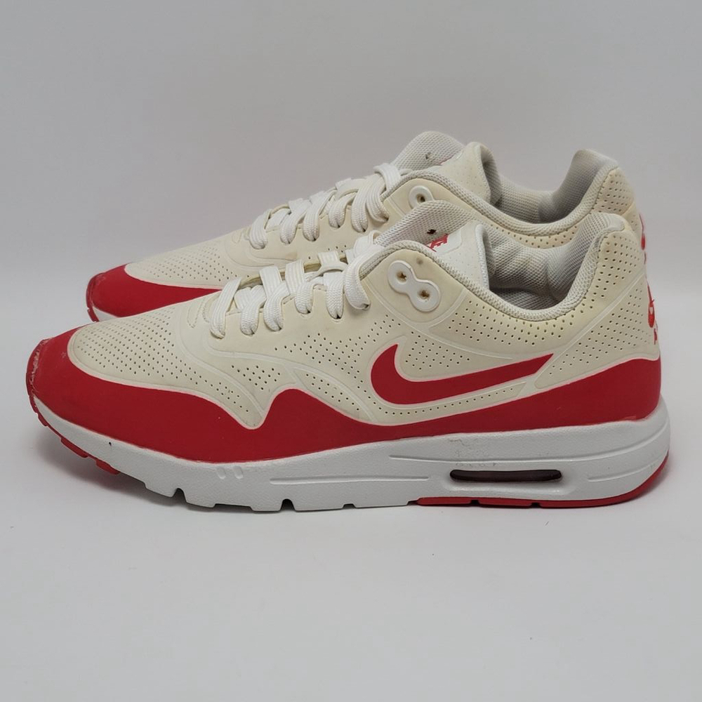Men's Nike Air Max 1 Ultra Moire Sneakers Size 7.5 White Red